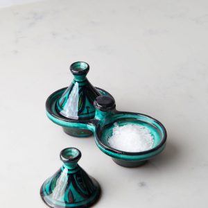 Handmade Moroccan Ceramic Salt & Pepper Seller in Green