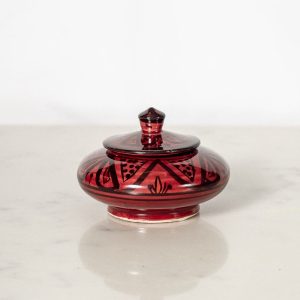 Handmade Moroccan Ceramic Spice Box in Red