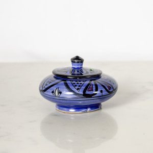 Handmade Moroccan Ceramic Spice Box in Blue