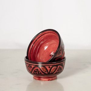 Handmade Moroccan Ceramic Olive Bowl in Red