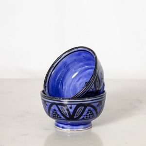 Handmade Moroccan Ceramic Olive Bowl in Blue