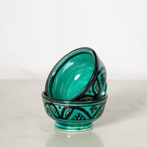 Handmade Moroccan Ceramic Olive Bowl in Green