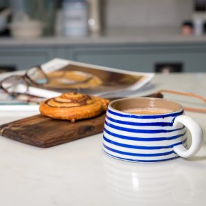 WYLE BLUE Handmade Blue & White Striped Coffee Cup