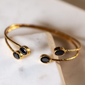 Cleo Four Stone Bangle in Black Onyx