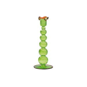 Green & Orange Piped Glass Candle Holder