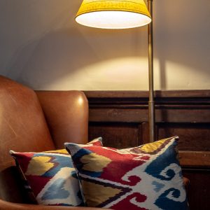 Daya Red, Blue & Gold Silk Ikat Cushion