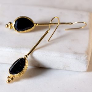 Single Drop Black Onyx Earrings