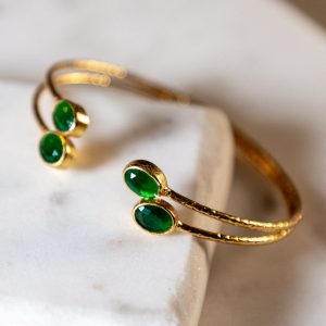 Cleo Four Stone Bangle in Emerald Green