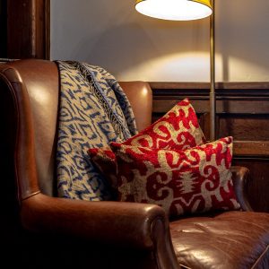 Iya Scarlet Red Velvet Ikat Cushion