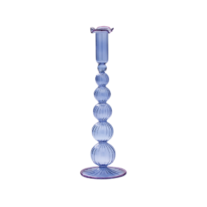 Blue & Lilac Piped Glass Candle Holder