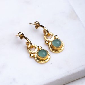 Aqua Marine Gold Ring Earrings