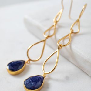 Sapphire Tear Drop Earrings
