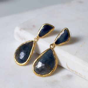 Blue Sapphire Double Drop Earrings