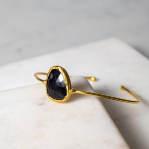 Blue Sapphire Stone Bangle - Adjustable
