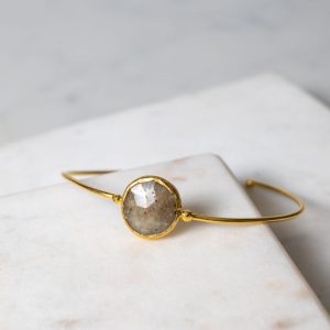Grey Sapphire Stone Bangle - Adjustable