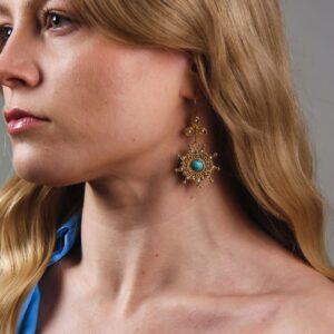 Turquoise and Pearl Starburst Earrings