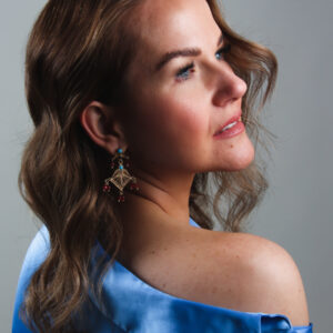 Turquoise and Coral Triple Tier Earrings