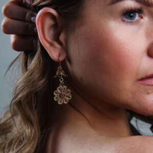 Pink Flower Earrings