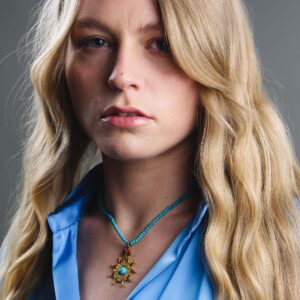 Turquoise & Coral Starburst Necklace