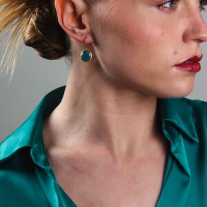 Jade Green Simple Button Earrings