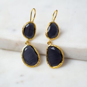 Black Double Drop Earrings