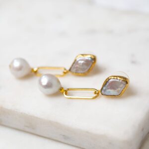 Pearl Diamond Drop Earrings